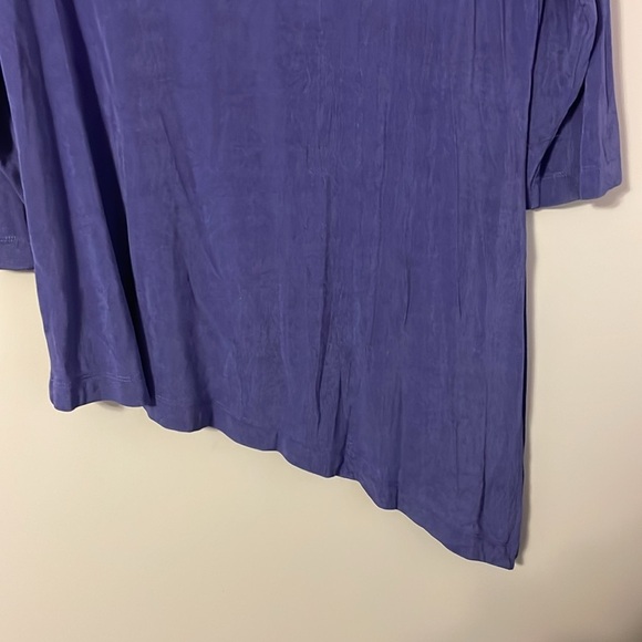 Chico’s Travelers Collection Slinky Purple Asymmetrical Tunic Top size 2 (L/12) - Picture 11 of 15